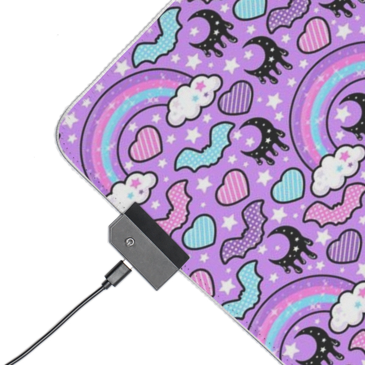 Rainbow Spooky Bats Purple LED Gaming Mouse Pad