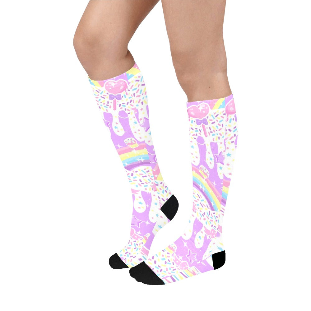 Rainbow Sweets Purple Knee Socks