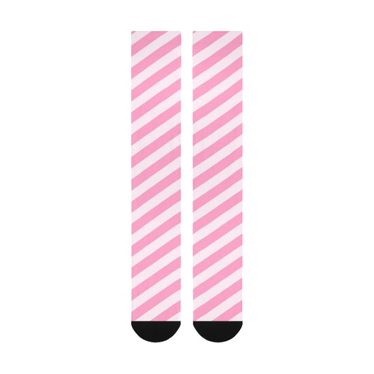 Candy Love Pink Diagonal Stripes Knee Socks