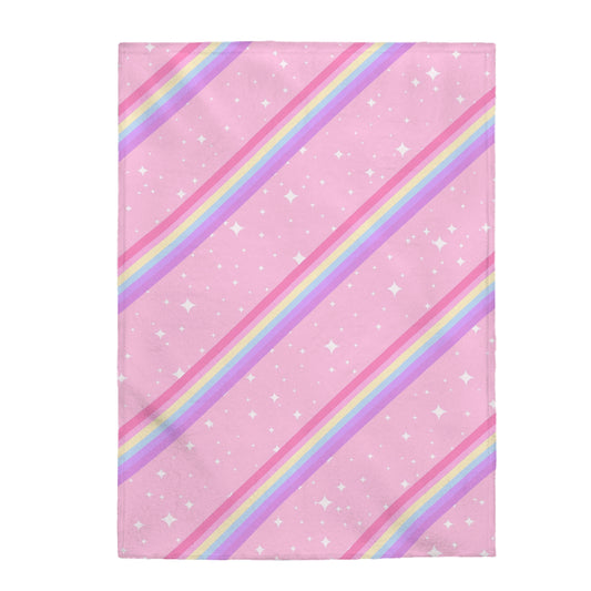 Kawaii Sparkle Cake Rainbow Beam Plush Blanket