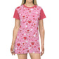 Sweet Feelings Pink All Over Print T-Shirt Mini Dress