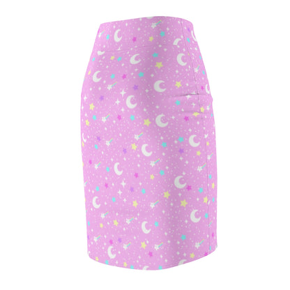 Starry Glitter Pink Women's Pencil Skirt