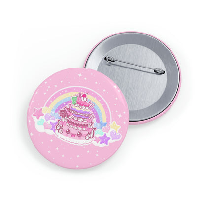 Kawaii Sparkle Cake Button Badge Pin (2.25")