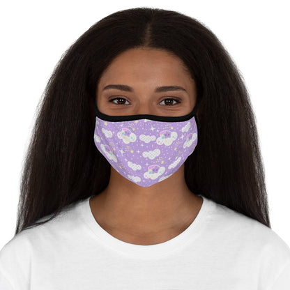 Shooting Star Clouds Purple Fitted Polyester Face Mask