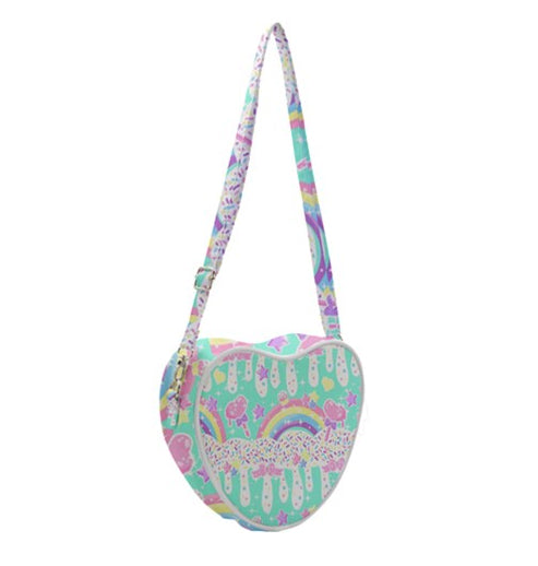Rainbow sweets mint heart shaped shoulder bag [made to order]