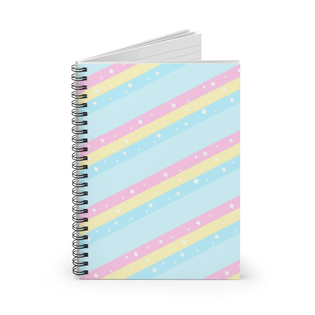 Teatime Fantasy Blue Rainbow Spiral Notebook - Ruled Line