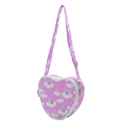 Shooting star clouds pink heart shaped shoulder bag [made to order]