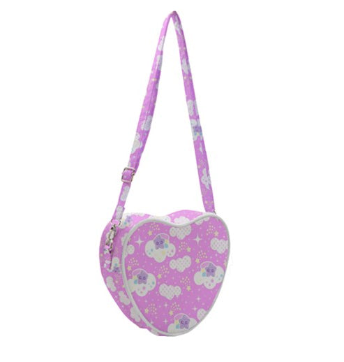 Shooting star clouds pink heart shaped shoulder bag [made to order]