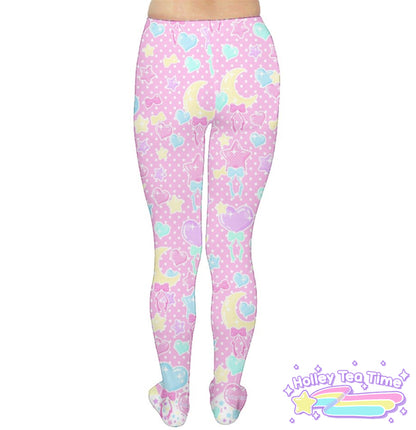 Pastel Party pink tights [made to order]
