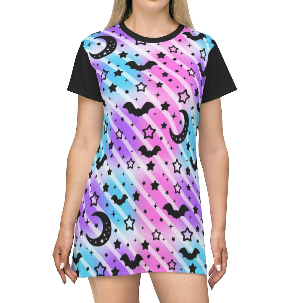 Creepy Cute Stripes All Over Print T-Shirt Mini Dress – Holley Tea Time
