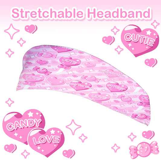Candy Love Hearts (Pink Cutie) Stretchable Headband [Made To Order]