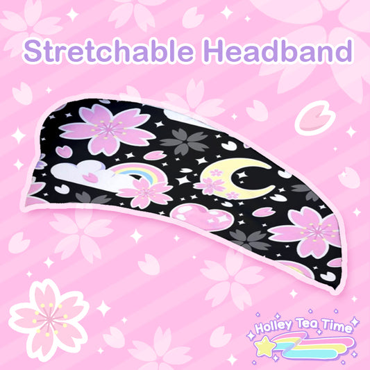 Cherry Blossom Dreams Black stretchable headband [made to order]