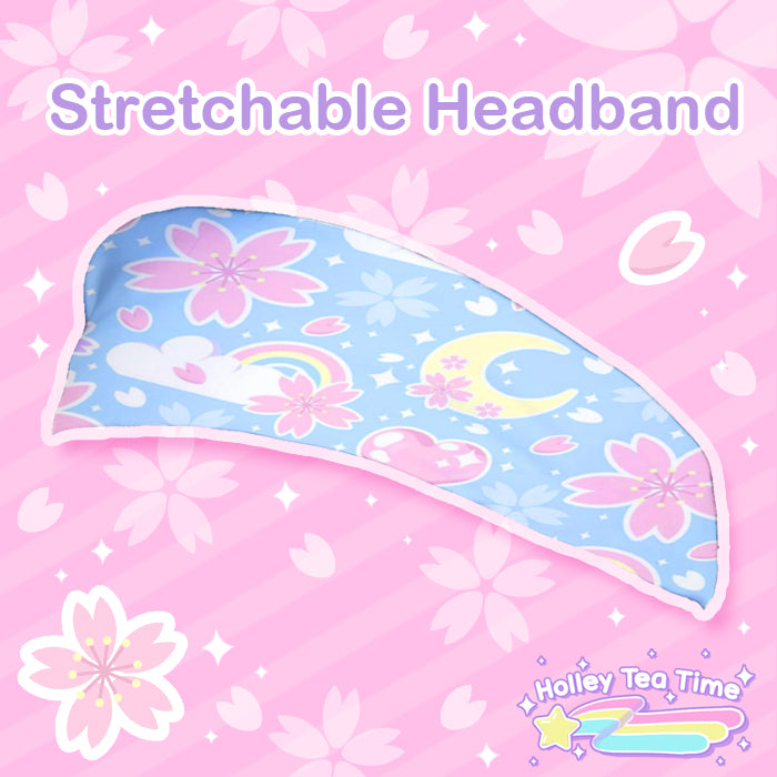 Cherry Blossom Dreams Blue stretchable headband [made to order]