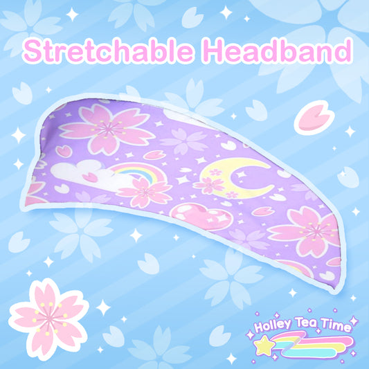 Cherry Blossom Dreams Purple stretchable headband [made to order]