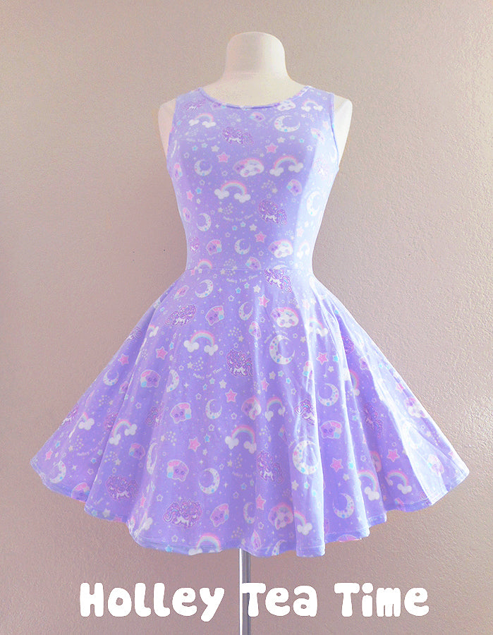 Rainbow stardust skater dress [made to order]
