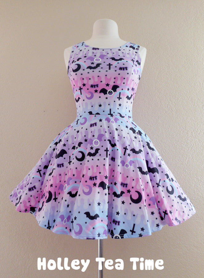 Dripping sky skater dress [made to order]