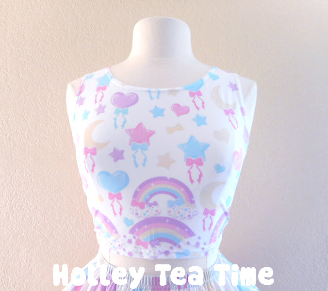 Pastel Party White Crop Top [Made To Order]