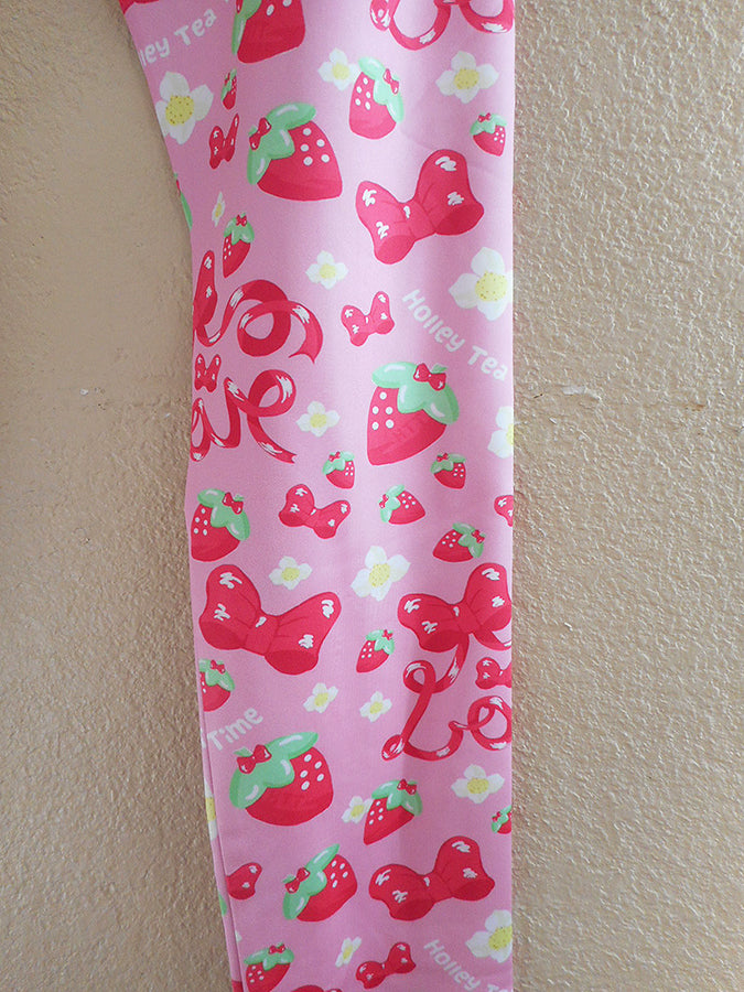 Strawberry ribbon leggings [made to order]
