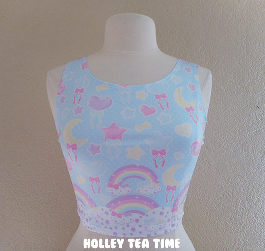Pastel Party Blue Crop Top [Made To Order]