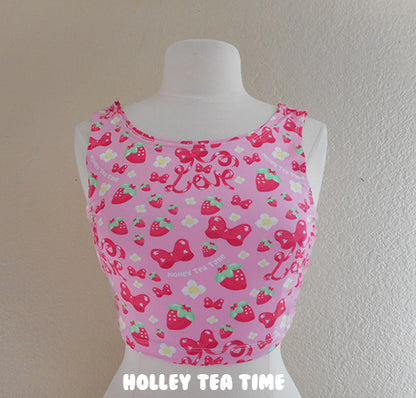 Strawberry Ribbon Crop Top [Made To Order]