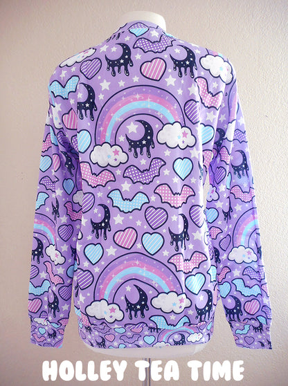 Rainbow Spooky Bats Purple Women's Sweatshirt [made to order]