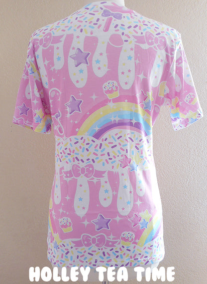 Rainbow sweets pink women's all over print t-shirt [made to order]