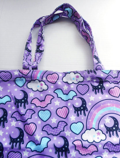 Rainbow Spooky Bats Purple Tote Bag [Made To Order]