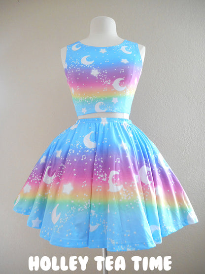 Magical Fairy Time (Rainbow Sunny Day) Mini Skater Skirt