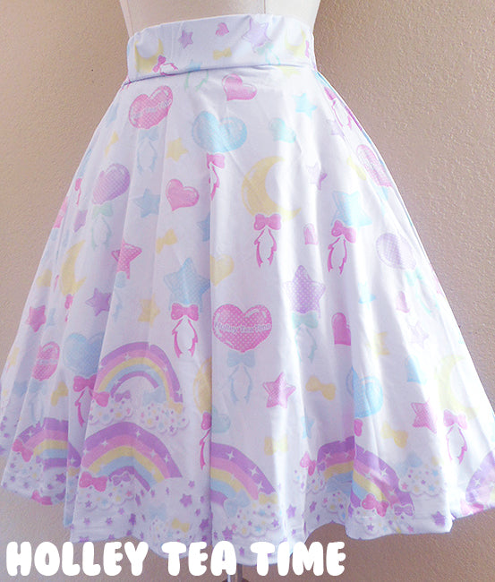 Pastel Party White A-Line Skirt [made to order]