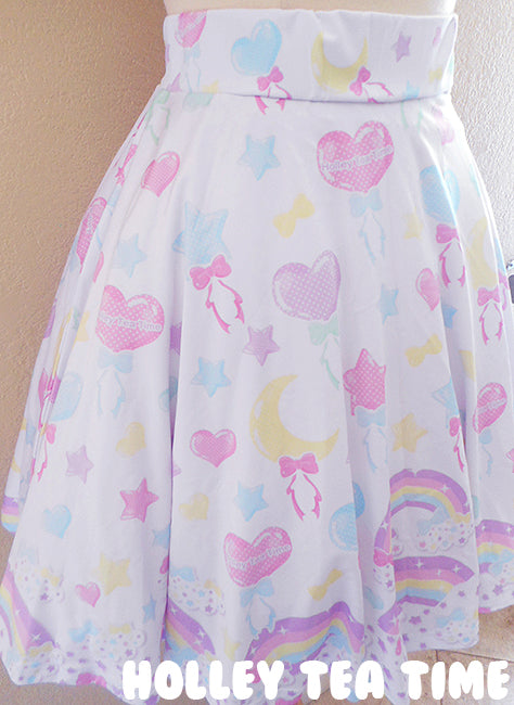 Pastel Party White A-Line Skirt [made to order]