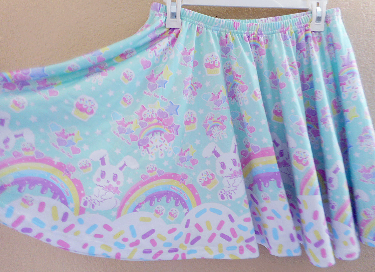 Rainbow Sweets mint skater skirt [made to order]