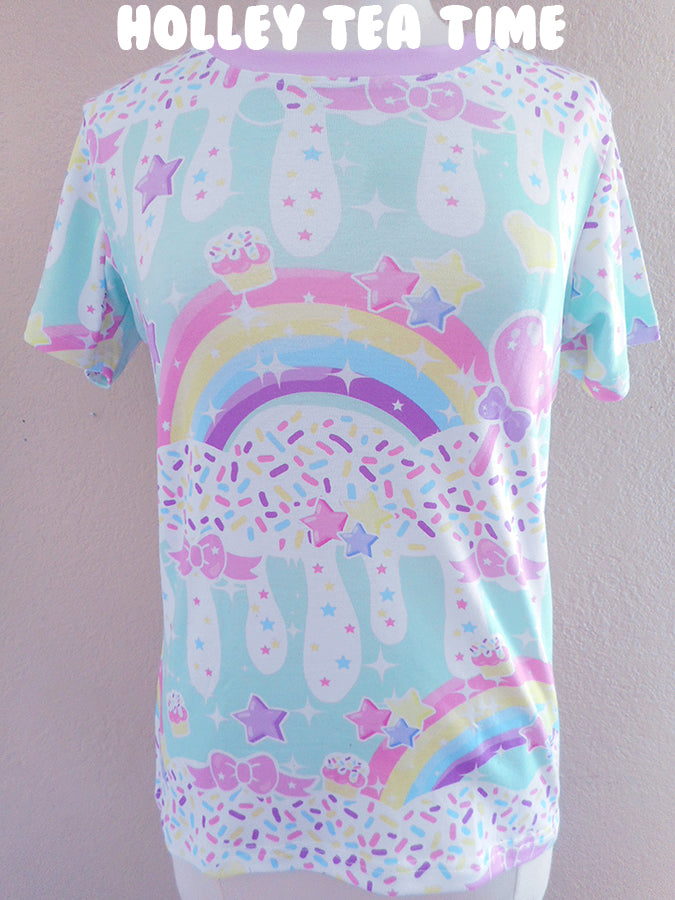 Rainbow sweets mint women's all over print t-shirt [made to order]