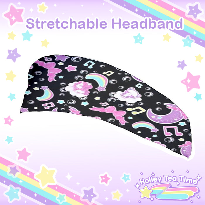 Bubbly Dreams Black Stretchable Headband [Made To Order]