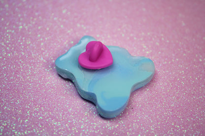 Cutie Sparkle Blue Bear Pin (Pink Glitter Smile)