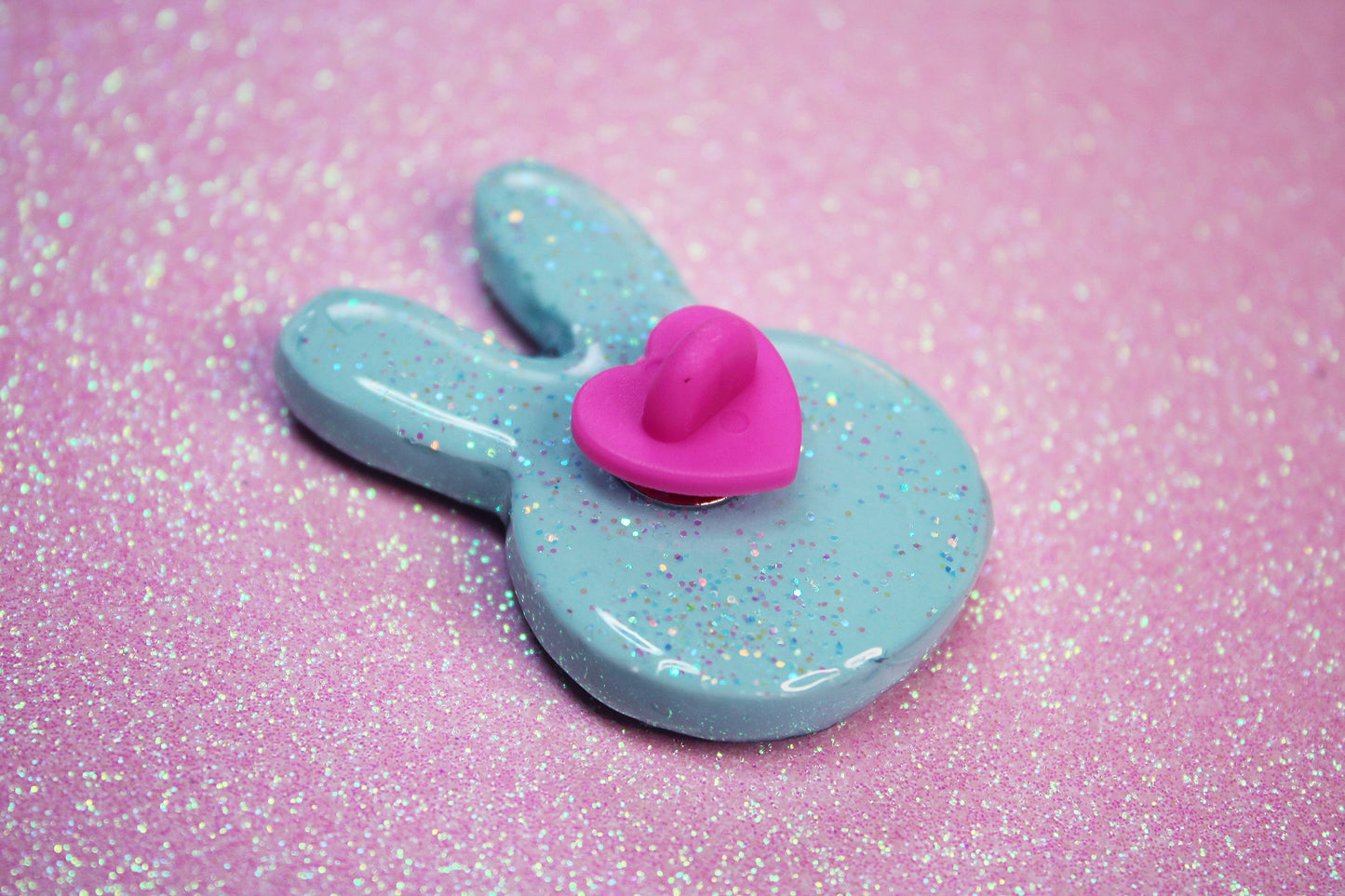 Sparkle Bunny Glitter Pin (Mint Blush)