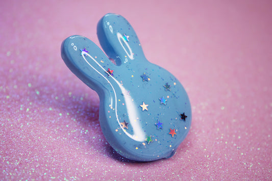 Sparkle Bunny Glitter Pin (Blue Stars)