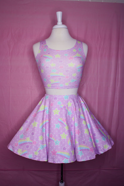 Starry Party Purple Skater Skirt [Made To Order]