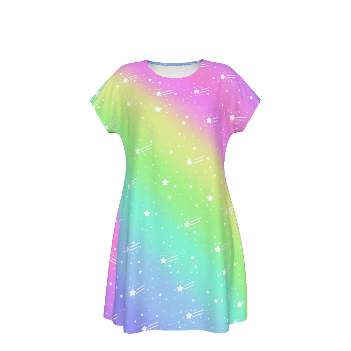 Kawaii fashion Harajuku fashion Jfashion Japanese street fashion decora kei kidcore cutecore jojifuku Wishful Rainbow Women's Short Sleeve Dress colorful dopamine dressing 