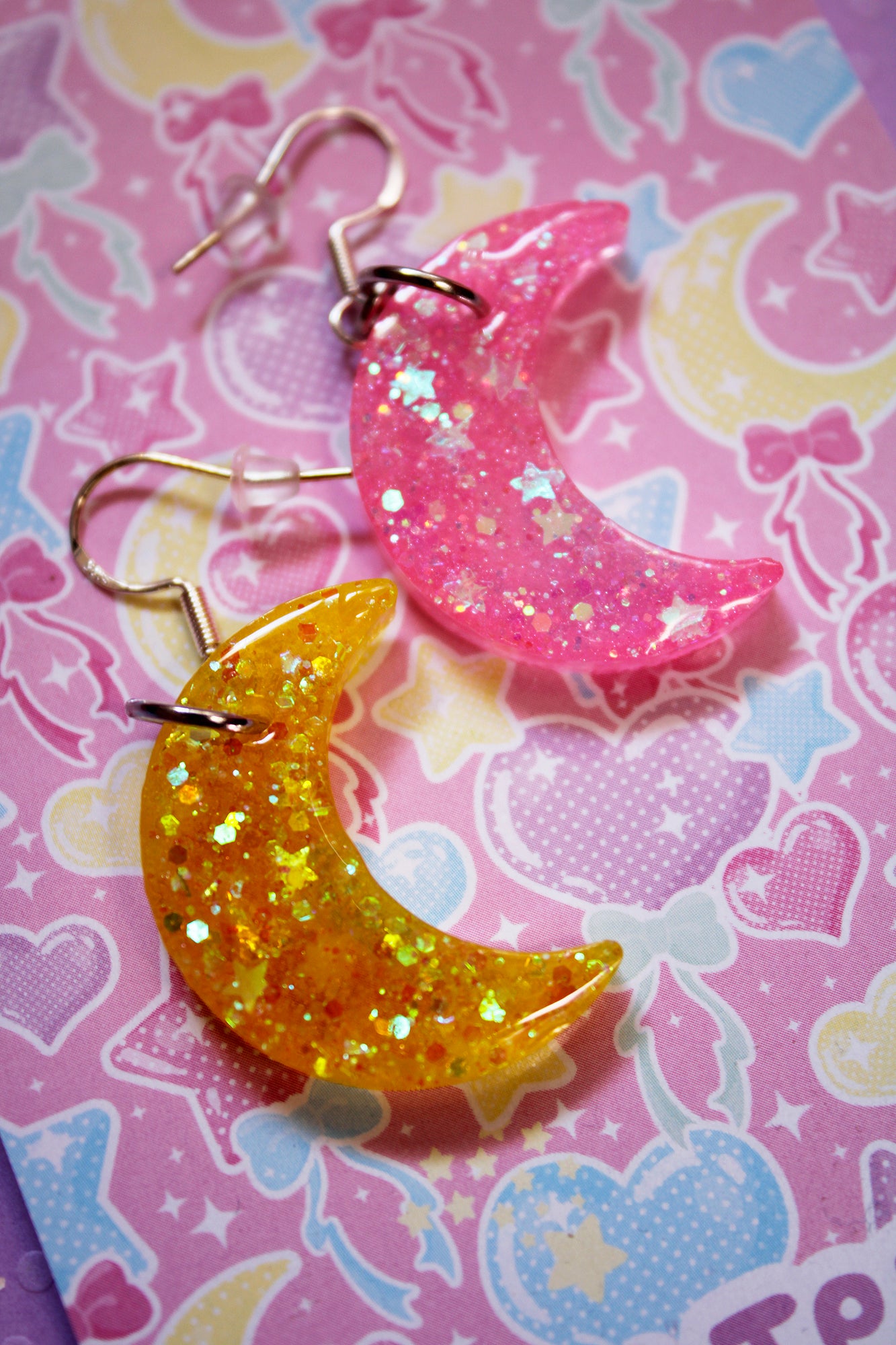 Magical Moon Earrings (Pink x Yellow)