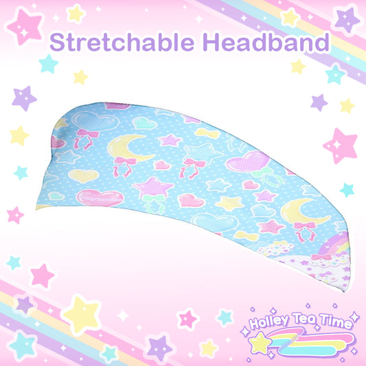 Pastel Party Blue Stretchable Headband [Made To Order]