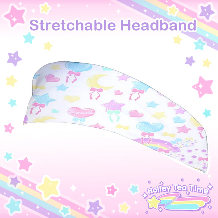Pastel Party White Stretchable Headband [Made To Order]