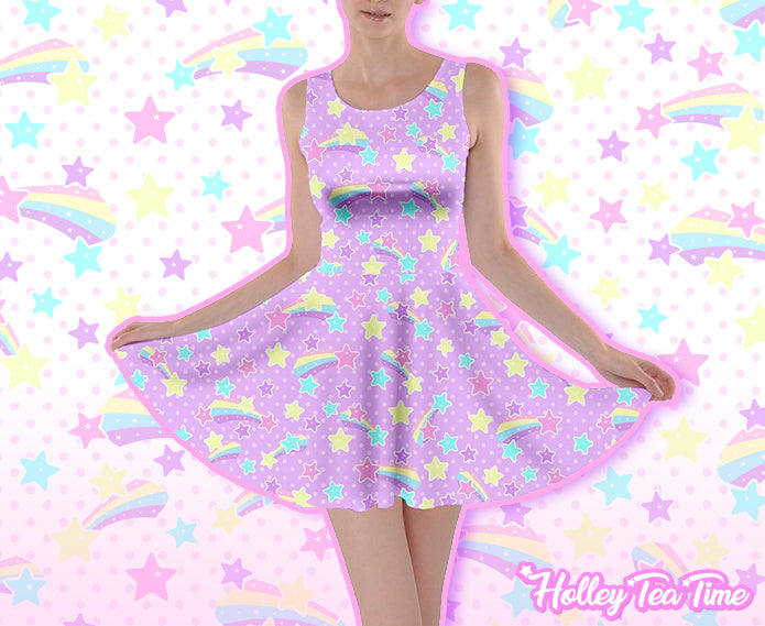 Starry Party Purple Skater Dress [Made To Order]