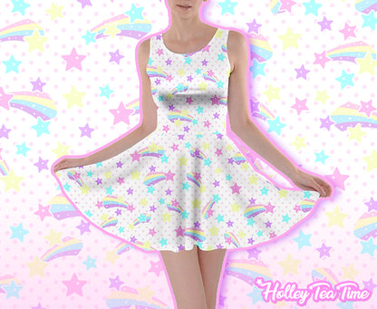 Starry Party White Skater Dress [Made To Order]