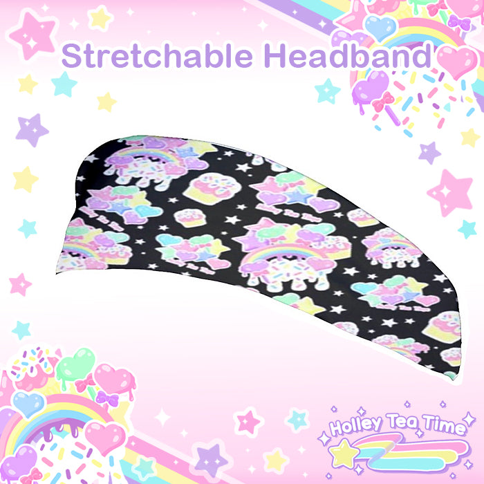 Rainbow Sweets Black Stretchable Headband [Made To Order]