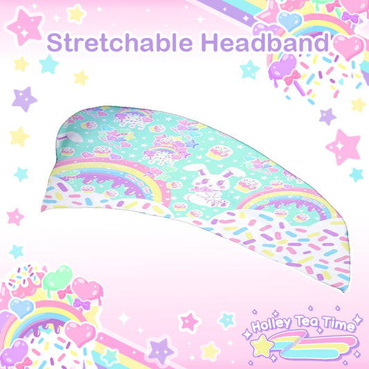 Rainbow Sweets Bunny Mint Stretchable Headband [Made To Order]