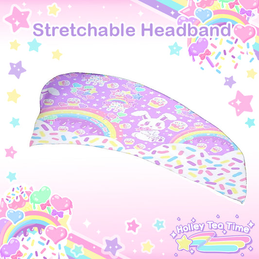 Rainbow Sweets Bunny Purple Stretchable Headband [Made To Order]