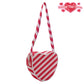 Candy Love Red Diagonal Stripes Heart Shaped Shoulder Bag [Made To Order]