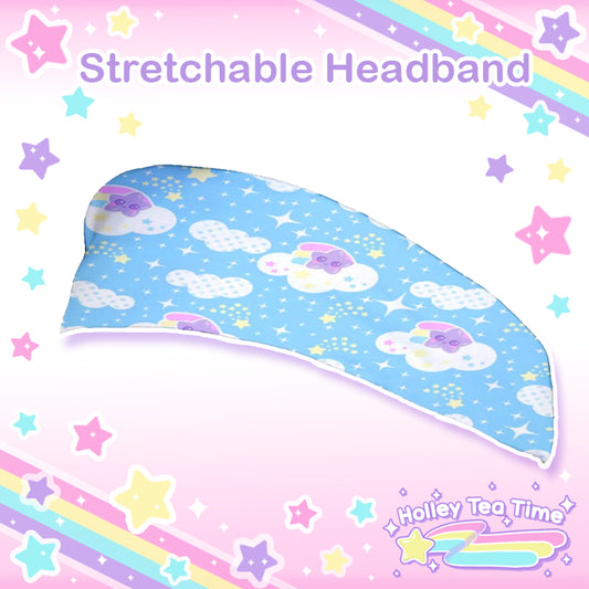 Shooting Star Clouds blue stretchable headband [made to order]