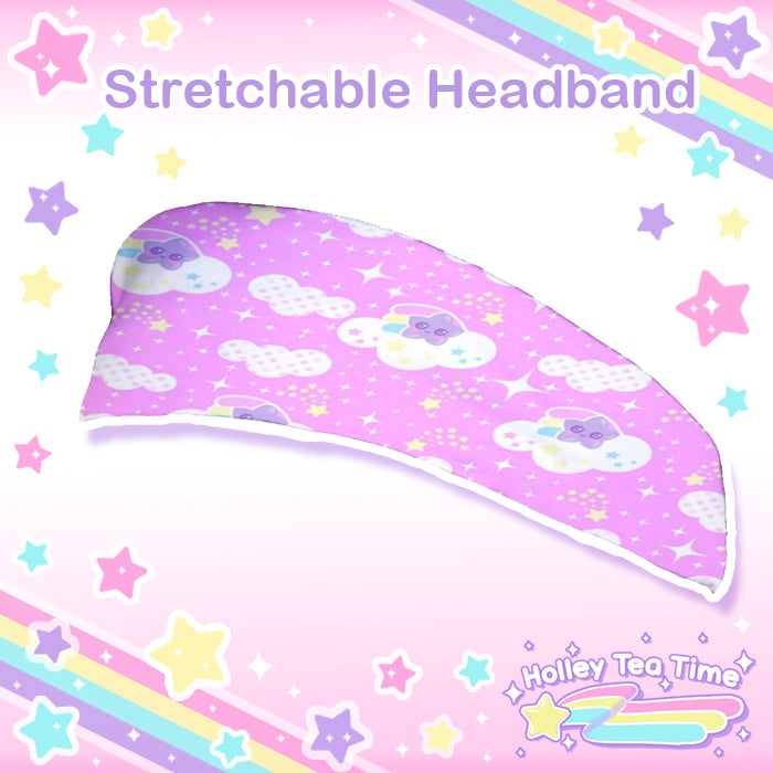 Shooting Star Clouds pink stretchable headband [made to order]