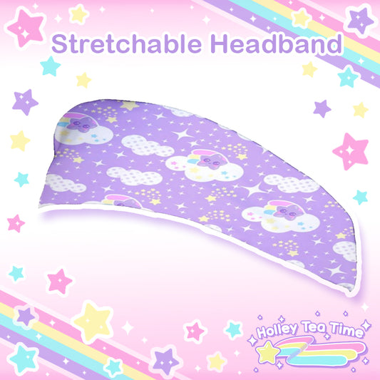 Shooting Star Clouds purple stretchable headband [made to order]